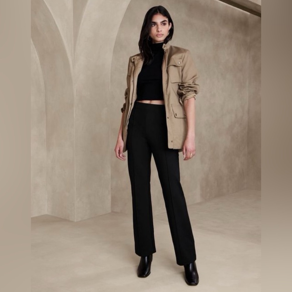 Banana Republic Black Crop Flare Everywhere Ponte Pant